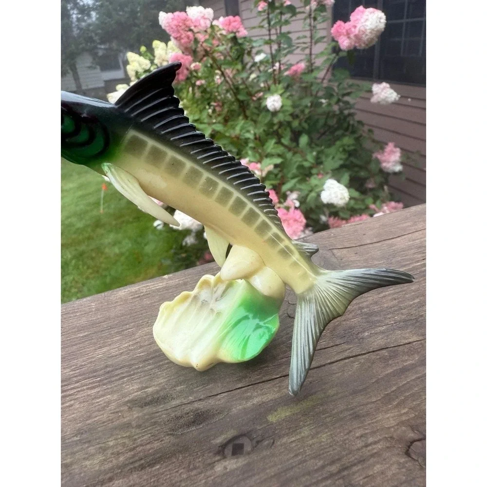 Vintage 1970s Wilton Plastic Fish Swordfish Fisherman Decoration Cake Topper